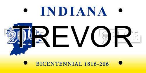 TREVOR Indiana License Plate