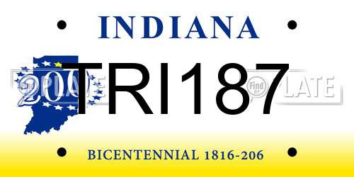 TRI187 Indiana License Plate