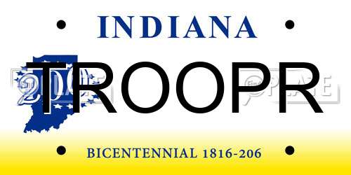 TROOPR Indiana License Plate