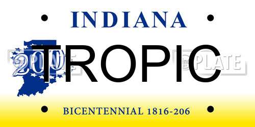 TROPIC Indiana License Plate