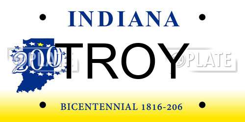 TROY Indiana License Plate