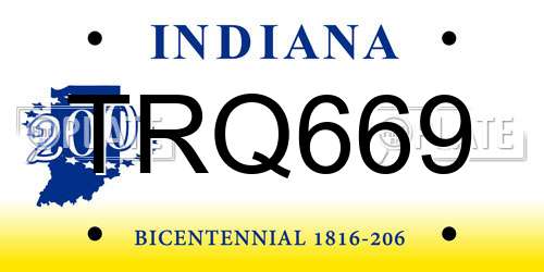 TRQ669 Indiana License Plate