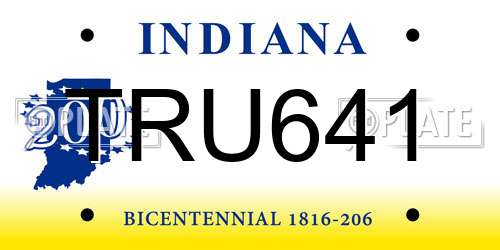 TRU641 Indiana License Plate