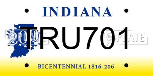 TRU701 Indiana License Plate
