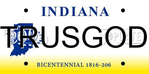 TRUSGOD Indiana License Plate