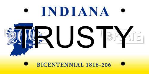 TRUSTY Indiana License Plate