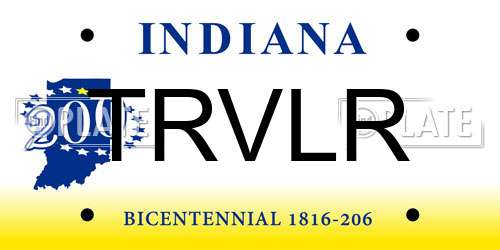 TRVLR Indiana License Plate