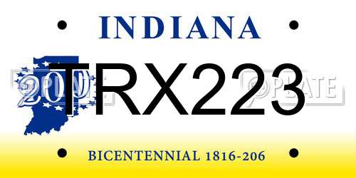 TRX223 Indiana License Plate