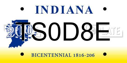 TS0D8E Indiana License Plate