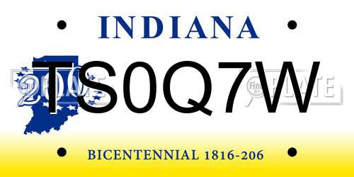TS0Q7W Indiana License Plate