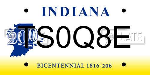 TS0Q8E Indiana License Plate