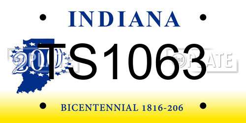 TS1063 Indiana License Plate