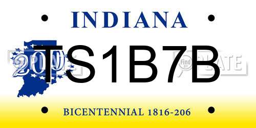 TS1B7B Indiana License Plate