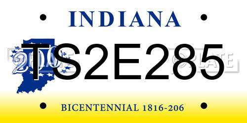 TS2E285 Indiana License Plate