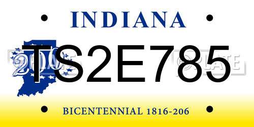 TS2E785 Indiana License Plate