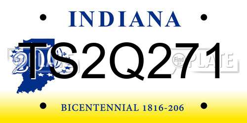 TS2Q271 Indiana License Plate