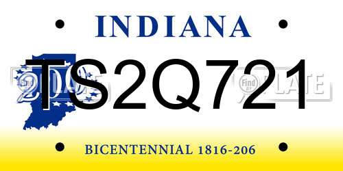 TS2Q721 Indiana License Plate