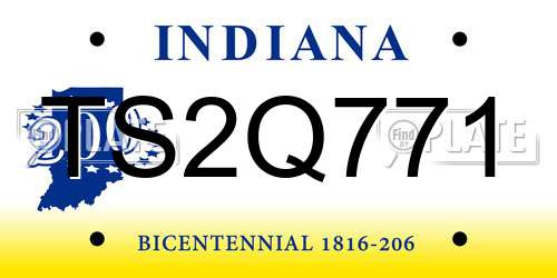TS2Q771 Indiana License Plate