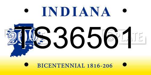 TS36561 Indiana License Plate
