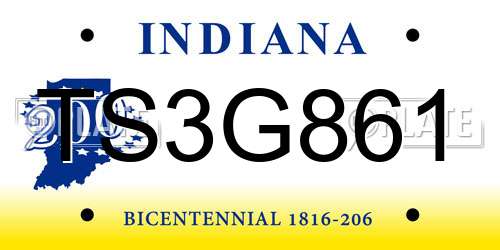 TS3G861 Indiana License Plate
