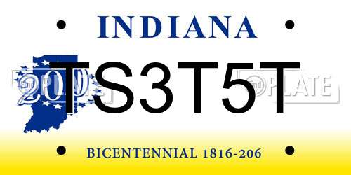 TS3T5T Indiana License Plate