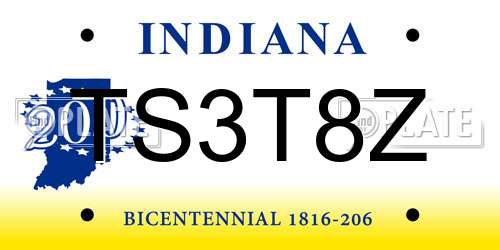 TS3T8Z Indiana License Plate