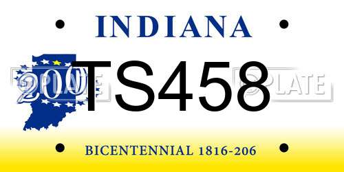 TS458 Indiana License Plate
