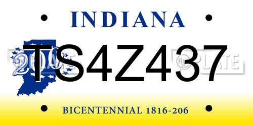 TS4Z437 Indiana License Plate