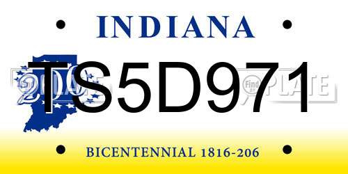 TS5D971 Indiana License Plate