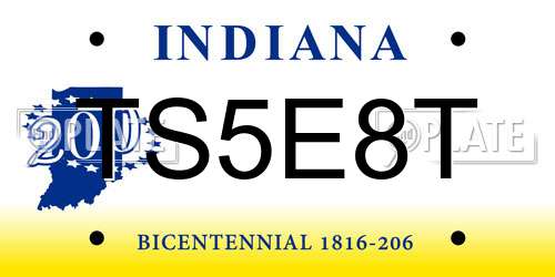 TS5E8T Indiana License Plate