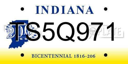 TS5Q971 Indiana License Plate