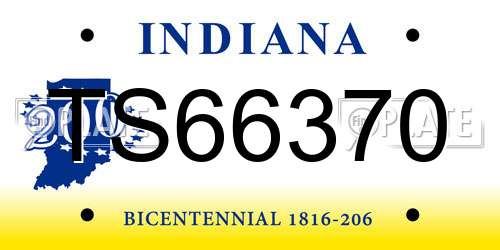 TS66370 Indiana License Plate