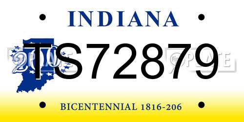 TS72879 Indiana License Plate