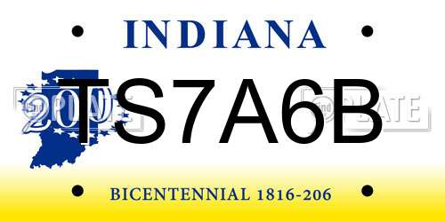 TS7A6B Indiana License Plate