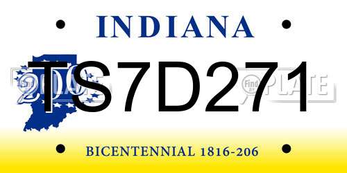 TS7D271 Indiana License Plate