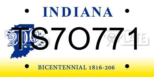 TS7O771 Indiana License Plate