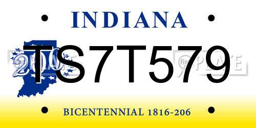 TS7T579 Indiana License Plate