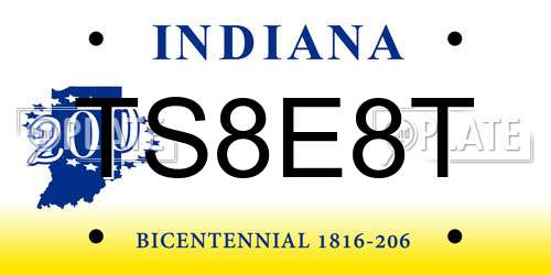 TS8E8T Indiana License Plate