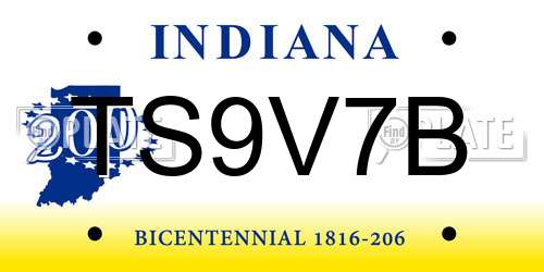 TS9V7B Indiana License Plate