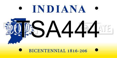 TSA444 Indiana License Plate