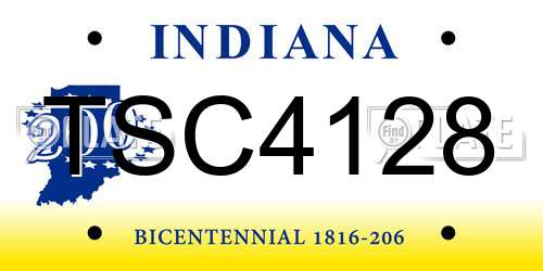 TSC4128 Indiana License Plate