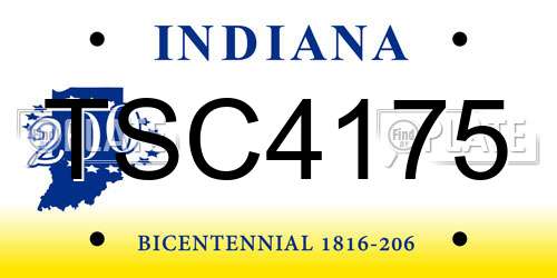 TSC4175 Indiana License Plate