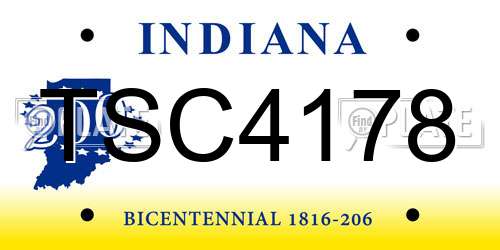 TSC4178 Indiana License Plate