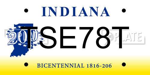 TSE78T Indiana License Plate