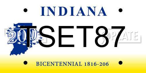TSET87 Indiana License Plate