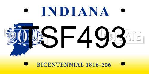 TSF493 Indiana License Plate