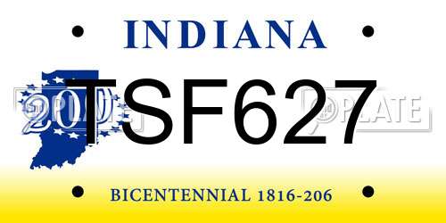 TSF627 Indiana License Plate