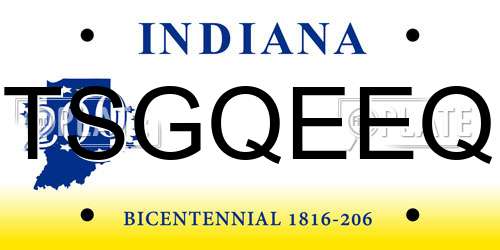 TSGQEEQ Indiana License Plate
