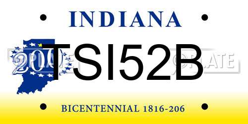 TSI52B Indiana License Plate