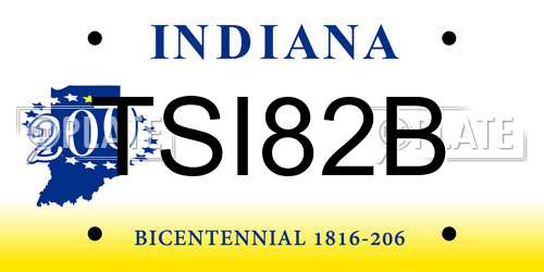 TSI82B Indiana License Plate